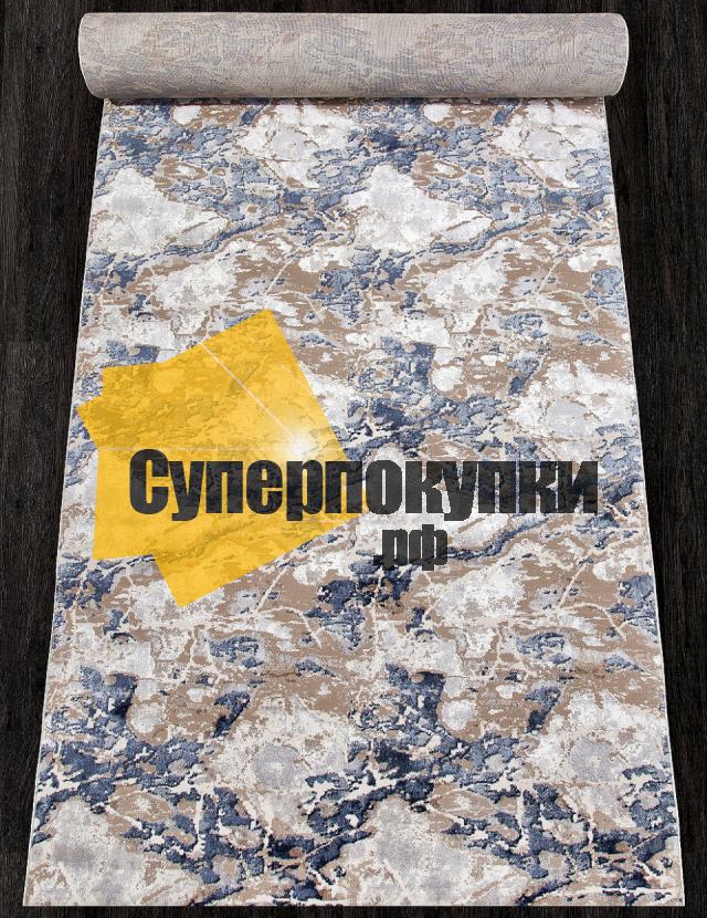 Ковровая дорожка LALI D9560 730 бежевый с синим